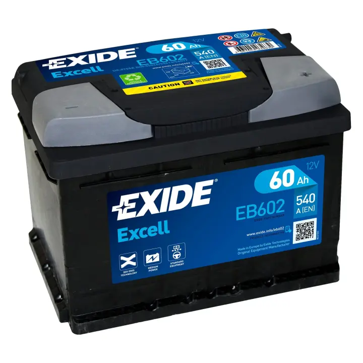 Bateria Exide Excell EB602 60AH 540EN 242X175X175 LB2 B13 + Derecha - 1