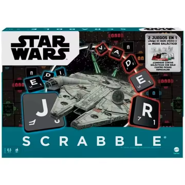Mattel Games Scrabble Star Wars, juego de mesa para niños y niñas de +10 años, incluye cartas (Mattel HDX15) - 1