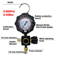 Gauge De Aire Acondicionado Para Refrigerantes R410A R22 R134a R404A Manifold Manómetro Con Espejo Visual 500psi/800psi - details 11