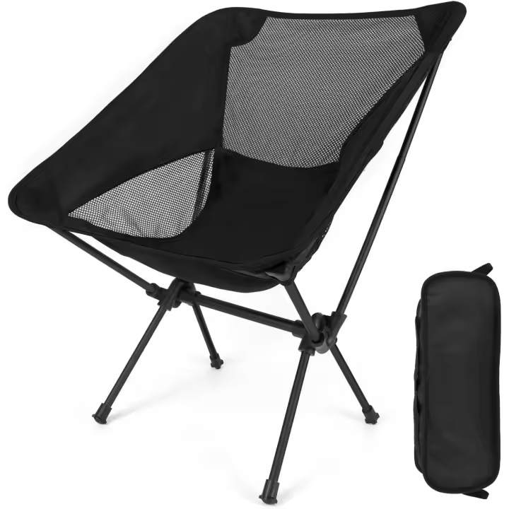 Silla Plegable Camping, Silla Plegable Ultraligera Compacta Portátil con Bolsa de Alojamiento portátil, Ligera para Jardín, Playa, Pesca, Camping, Viajes, Senderismo-Negr - 1