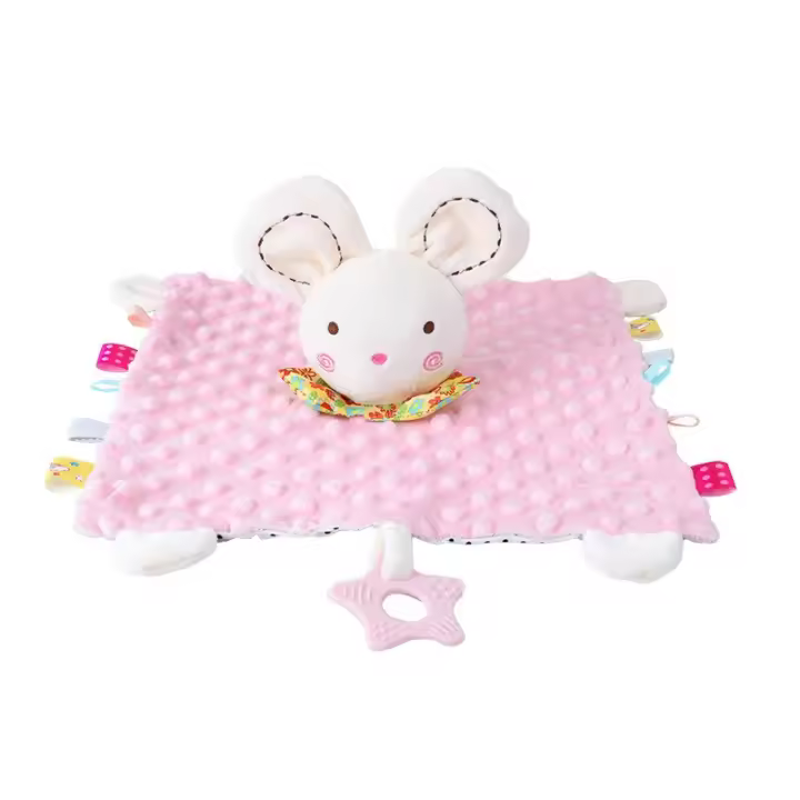 Bonita toalla de confort con dibujos de animales, almohada de confort con muñeca que puede masticar la toalla de confort. - 1