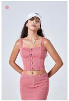 Deportivo Top Vaquero Mujer ajustado con almohadillas, push up y alta elasticidad - details 8