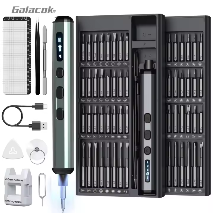 Kit De Herramientas De Reparación Con Destornillador Eléctrico De Precisión 68 En 1 Sin Cable 64 Brocas S2 5 Configuraciones De Torque LED - 1