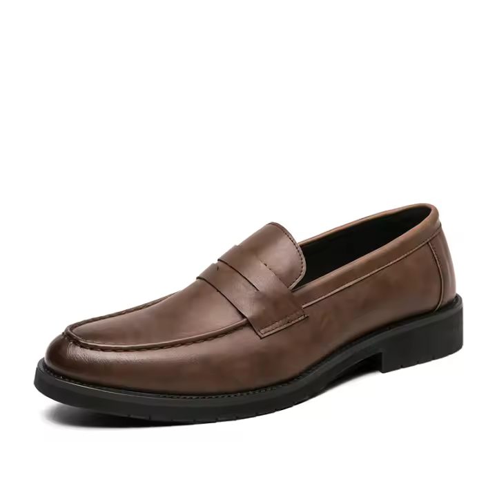 Zapatos De Cuero Suave Para Hombre Estilo Británico Casual Transpirables Zapatos De Negocios Con Diseño De Lenteja Cerrado Por Encima Del Tobillo Para Adultos Primavera Otoño - 1