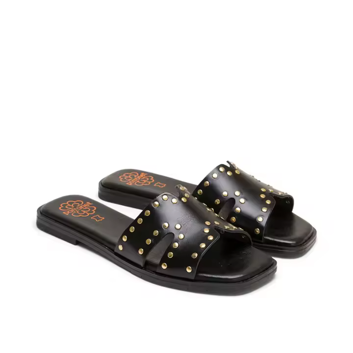 PORRONET  SANDALIA TACHAS PIEL NEGRO - 1