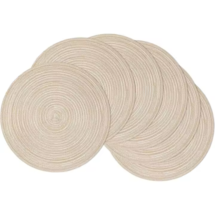 Manteles tejidos de 38 cm/15 pulgadas, 6 piezas, aislantes, antideslizantes, algodón trenzado, manteles individuales lavables para fiestas - 1