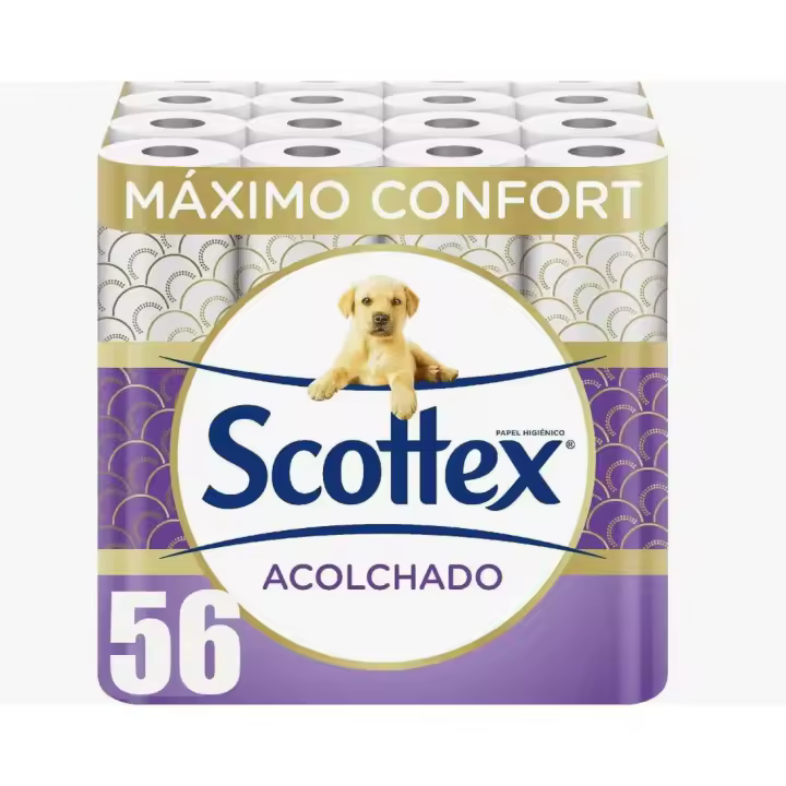Papel higiénico Scottex 8 rollos(7PACK) acolchado 56 rollos en total con 3 capas de confort y suavidad - 1