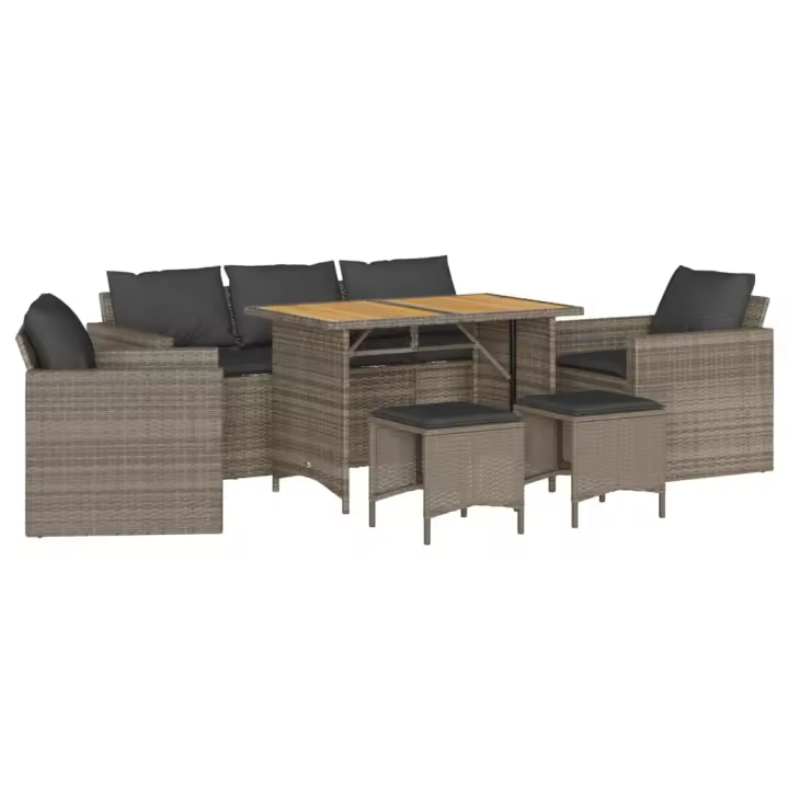 vidaXL Set de muebles de jardín 6 pzas y cojines ratán sintético gris - 1
