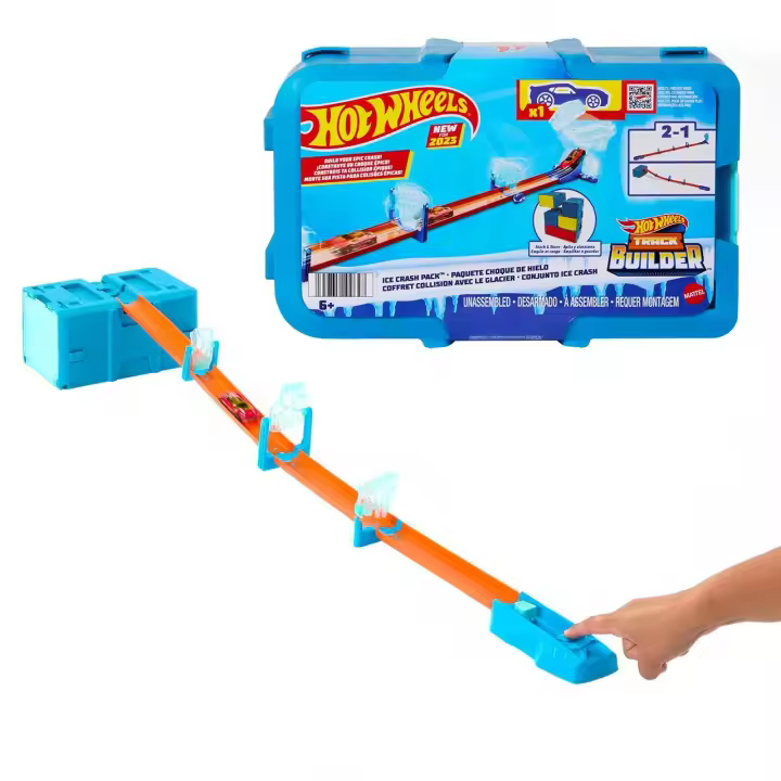 Hot Wheels Track Builder Pack Choque de hielo Pista para coches de juguete. incluye 1 vehículo. +6 años (Mattel HKX40) - 1