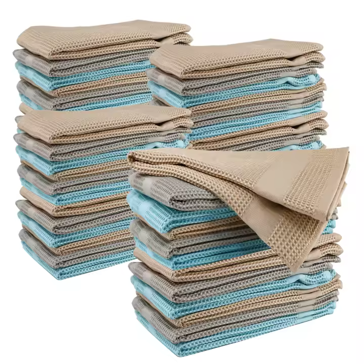 Bayeta de Microfibra 12,24 48 Unidades de Seca Vajillas o Cubertería Paños de Punto Gofrado Ultrasuaves,sin Pelusa Secado Rapido Especial para Cocina 40x40cm - 1