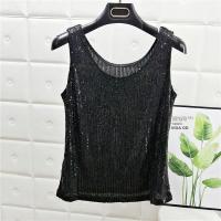 Chaleco De Noche Con Lentejuelas Para Mujer Estilo De Calle Blanca Brillante Poliéster Talla Regular Top De Verano 2022 - details 7