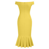 Vestido Elegante Para Mujer De Encaje Con Volante Y Cintura Ajustada Vestido De Fiesta Con Hombros Descubiertos Y Abertura En La Pierna Vestido Clásico De Cintura Alta Y Acolchado - details 28