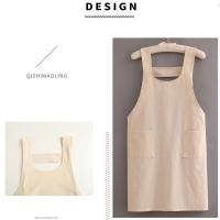 Delantal De Algodón Puro Para Cocina En Casa Resistente Al Enfriamiento Transpirable Para Mujer Ropa De Trabajo Adulto Delantales De Cintura - details 7