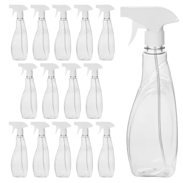 Botellas Spray para Vaporizar de 500ml, Transparente. Pack de 15 Unidades. Pistola Blanca Pulverizadora para Atomizar Líquidos. Envases de Plástico de 28 x 9 x 5 cm - 1