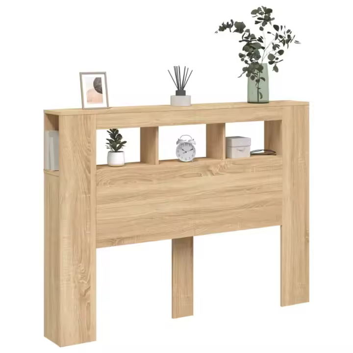 vidaXL Cabecero LED madera ingeniería roble Sonoma 140x18,5x103,5 cm - 1