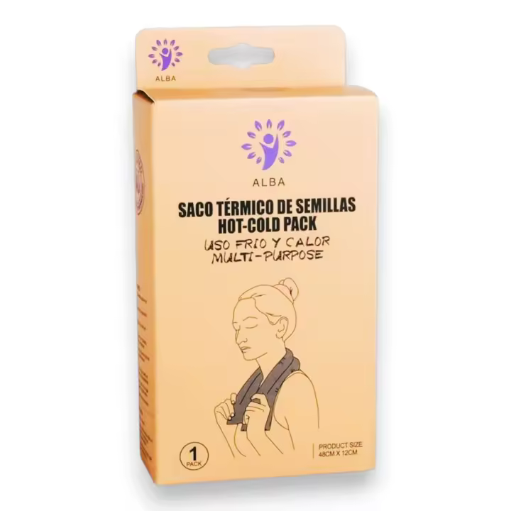 Saco Térmico Multiusos de Semillas Naturales de Arcilla - Ideal para el Cuello - Tamaño 48cm x 12cm - Alba. - 1