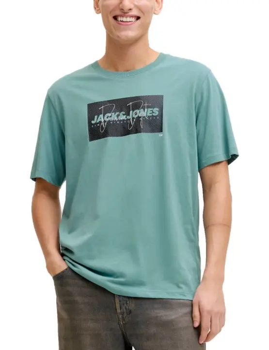 Camiseta Jack&Jones Cole turquesa logo manga corta de hombre - 1
