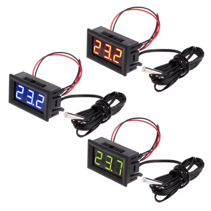 Termómetro Digital LED 0.56 Pulgadas Con Sensor Medidor De Temperatura DC 5-12V Panel De Prueba Con Probing Instrumento De Medición - 1