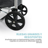 NQT Carrito de Compra Plegable Aluminio con Bolsa Térmica en Interior Impermeable con 2 Ruedas Desmontable - Carro del Mercado Capacidad 50 litros para Alimentos 96x35x24cm/ Gris - details 2