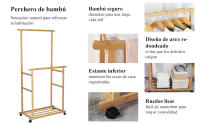 Perchero Burro Bambú con Ruedas: Perchero Pie para Colgar Ropa Multifuncional Tendedero Perchero Prendas para Hogar Tienda Dormitorio 80 x 40 x 160cm - details 3