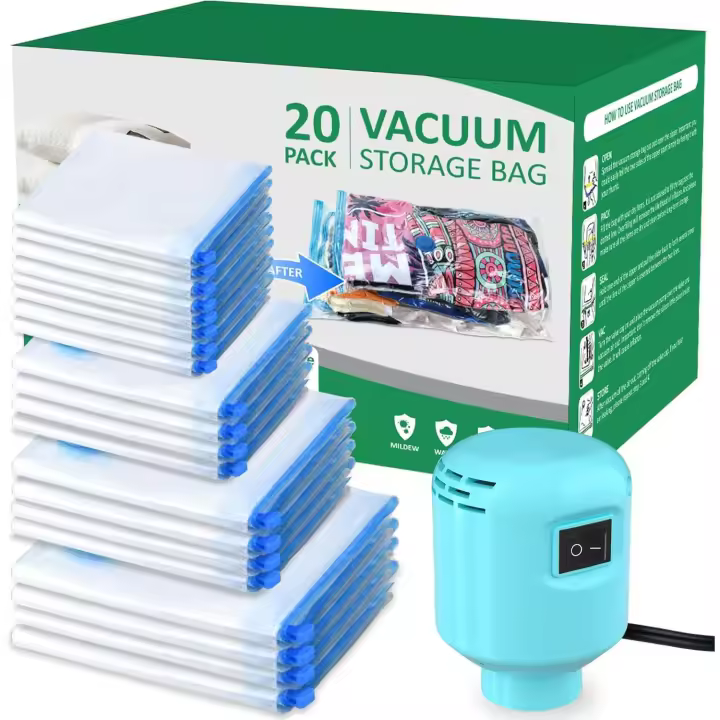 Bolsas de Almacenaje al Vacio 20 Piezas 4XXL+4XL+4L+4M+4S Bolsas de Vacio Almacenaje al Vacío para Guardar Ropa, Ropa de Cama, Edredones, Almohadas, Mantas - 1
