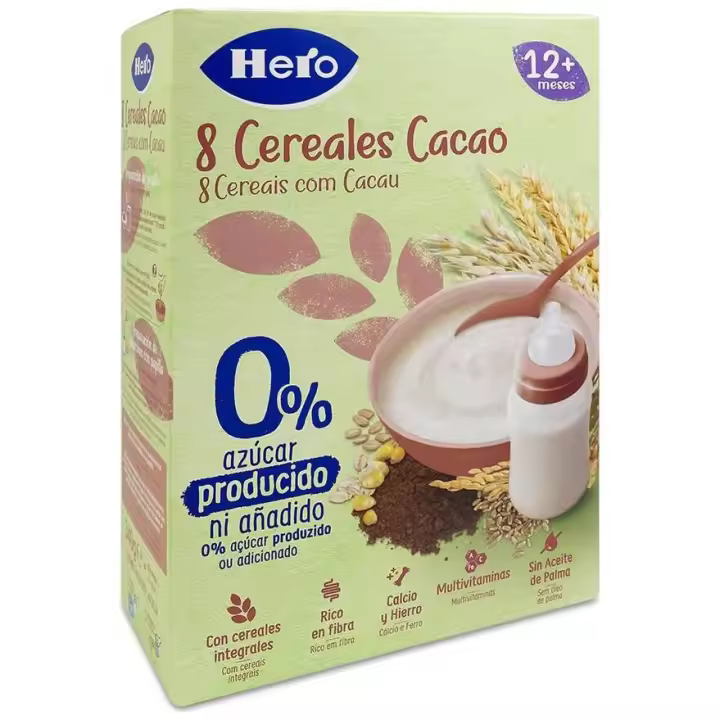 Hero Baby Papilla 8 Cereales Con Cacao, 340 Gramos - 1