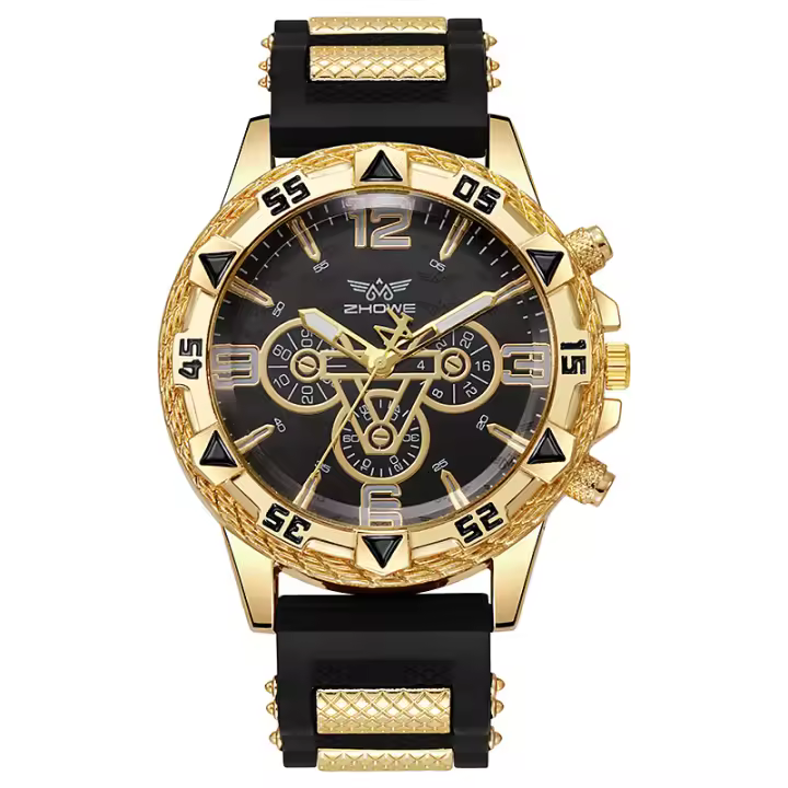 Reloj De Negocios Para Hombre Moda Banda De Silicona Reloj De Cuarzo Analogico De Moda Resistentes Al Agua Con Marcadores Arábigos - 1