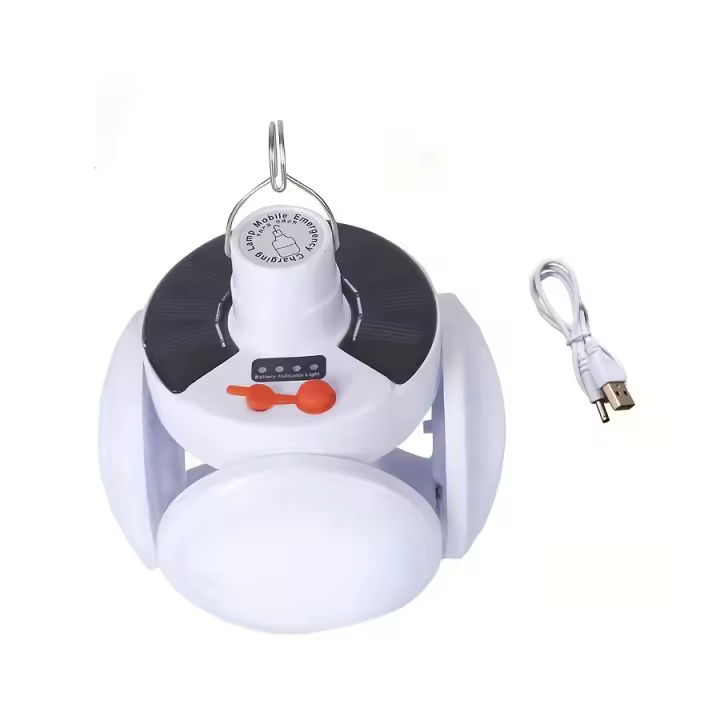 Lámpara De Mesa Recargable Portátil Con Solado Solar Para Camping Iluminación De Emergencia Con Mango Y Control Remoto Bombilla Plegable Para Tienda De Campaña - 1