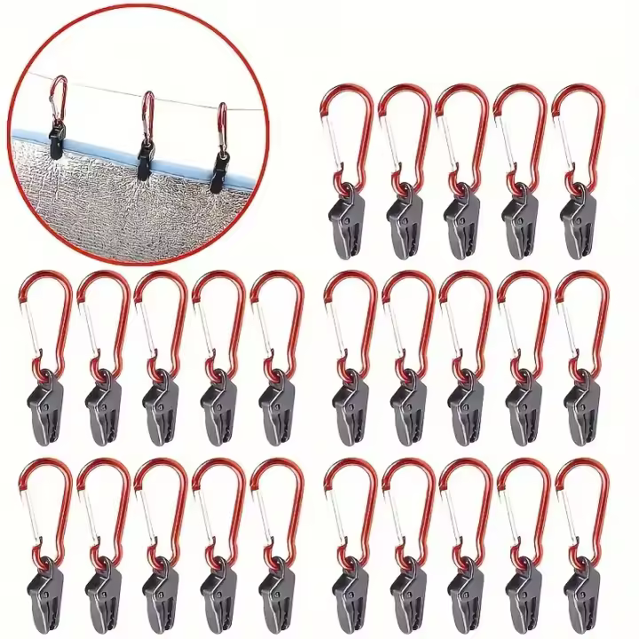 Juego De 20 Clips De Tarp Con Carabiner Windproof Para Awning Carpas Camping Caravana Canopy Set De Abrazaderas Para Exteriores - 1