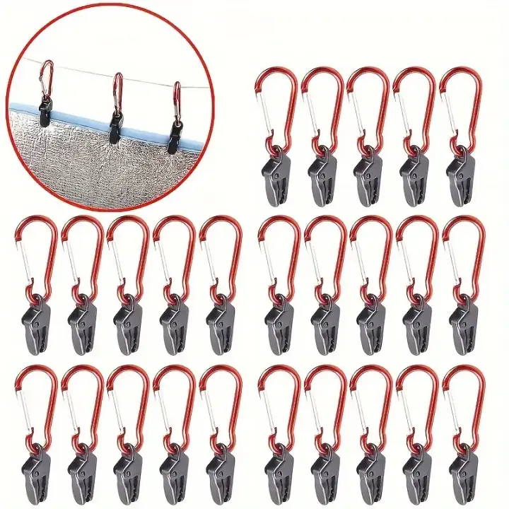 Juego De 20 Clips De Tarp Con Carabiner Windproof Para Awning Carpas Camping Caravana Canopy Set De Abrazaderas Para Exteriores - 1
