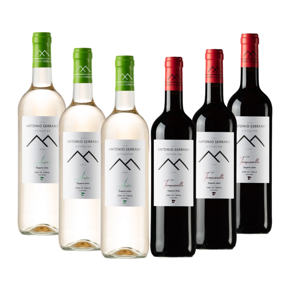 Antonio Serrano Viticultor - Vino Tinto Joven de Airen y Tempranillo, Elaborado en Tinajas Centenarias, Pack de 6 Botellas