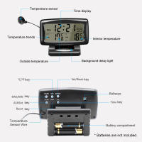 Reloj Y Termómetro Para Coche 2 En 1 Con Pantalla LCD Retroiluminada 12H/24H Interchangeable Para El Hogar Y La Oficina - details 5