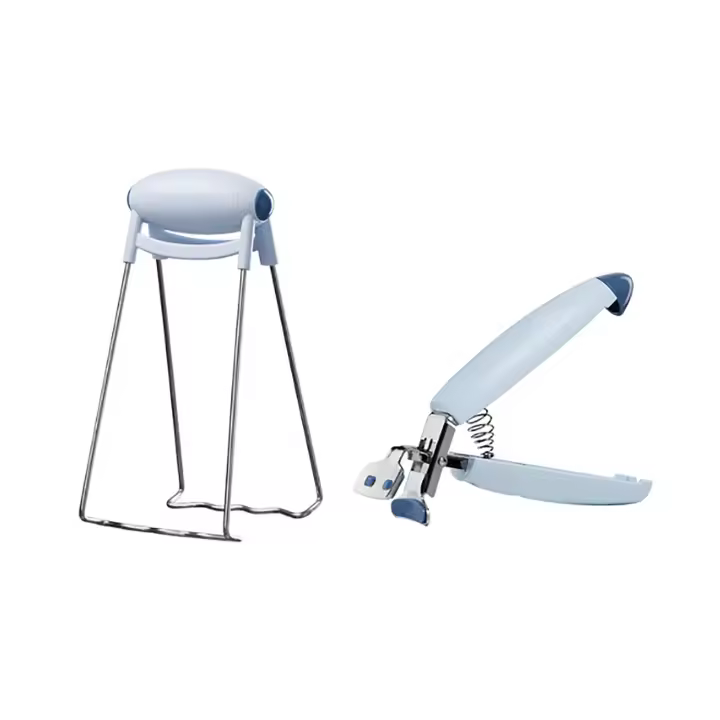 Pinza para platos, pinza antiescaldaduras para cuencos, pinza para platos calientes de acero inoxidable, pinzas para recuperar platos de cocina (azul) - 1
