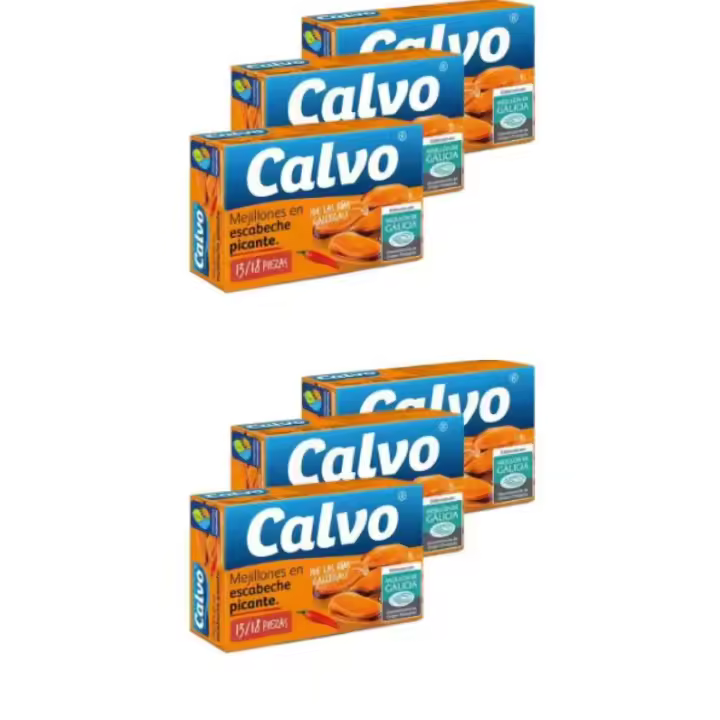 CALVO Pack 6lata Sardinas En Aceite De Oliva, Girasol, Escabeche Y Salsa De Tomate, Mejilones En Escabeche, - 1