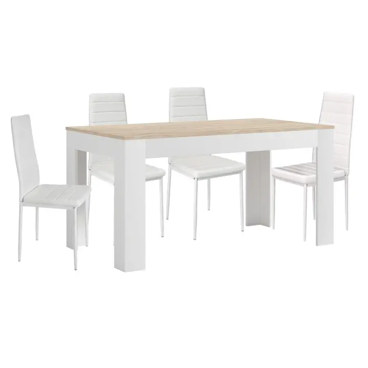Mesa Extensible de Comedor o Cocina + 4 Sillas en Polipiel/metal     Saldos y Stocks - 1