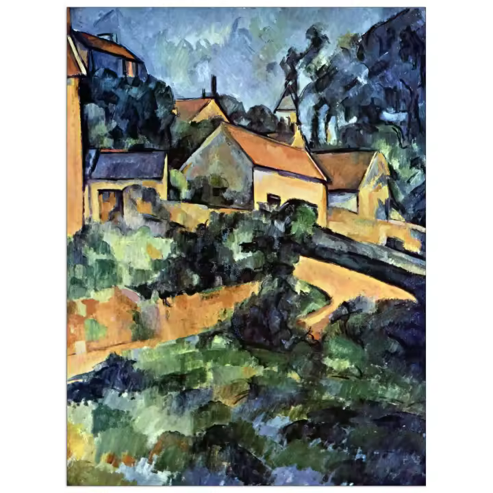 Panel decorativo del museo, listo para colgar. Cezanne Paul-Las curvas de carretera en Montgeroult - Cm 60x80 - 1