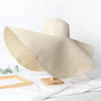 Sombrero De Playa Para Mujer Grande Y Plegable Con Protección UV Sombrilla De Verano De Paja Estilo Casual Para Bodas - details 18