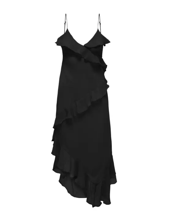Vestido Only Lasta drapeado asimétrico negro para mujer - 1