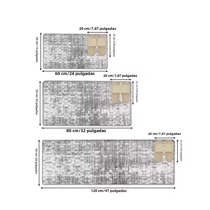Alfombra De Puerta Para Dormitorio Y Sala De Estar En Gris Y Blanco Impermeable Antideslizante Para Cocina Y Baño Alfombrilla De Piso Interior - 1