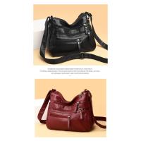 Nueva Bolso De Hombro Para Mujer En Cuero Lavado Gran Capacidad Bolso Transversal Suave Estilo Coreano Para Damas De Mediana Edad - details 4