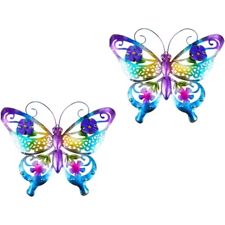 2 piezas de metal mariposa pared decoración gran mariposa pared arte inspirada N hueco mariposa pared esculturas para interior exterior dormitorio Oficina jardín decoración - 1