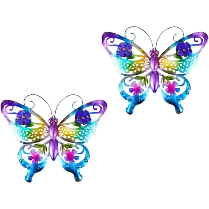 2 piezas de metal mariposa pared decoración gran mariposa pared arte inspirada N hueco mariposa pared esculturas para interior exterior dormitorio Oficina jardín decoración - 1