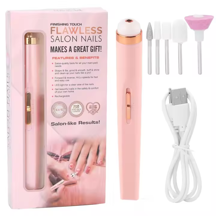 BIT Juego de taladro eléctrico para uñas, juego de manicura inalámbrico recargable, pulidor de uñas portátil con luz - 1