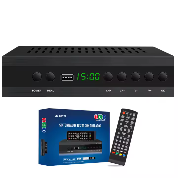 TDT GRABADOR Decodifador con WIFI TV DVB-T WIFI T2 H265 HEVC FTA Full HD PVR, USB, HDMI, SCART, receptor Digital de Alta definición Full HD 1080p HD JN 821 T2 TV Marzono Grabado en HD - 1