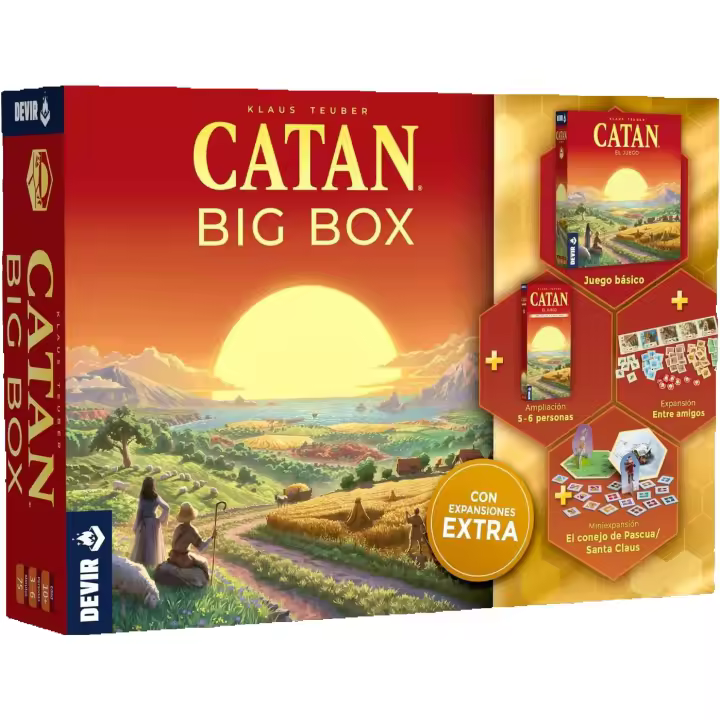 Devir - Catan Big Box, Juego de Mesa, Edición 2025 (Incluye Juego Básico, Ampliación para 5-6 Jugadores, 2 Miniexpansiones) - 1