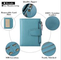 Nuevo, Cartera de Cuero, Short Litchi, multicuional, Monedero, cartera, Cuchillo antirobo, Negro, tamaño de producto: 13*12*3cm, peso: 180g - details 0
