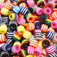 50Pcs Bolas De Resina Arcoíris 6mm Con Agujero Grande Para Hacer Joyas Braceletes Collares Cadenas Suministros De Manualidades - details 6