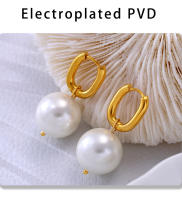Clásico DE LA Moda de Perlas Redonda Blacas Gotas de Maple inoxidable Pendientes de Ano de Las Señores Elegantes de La Boda del Partido Pendientes de joyería - details 7