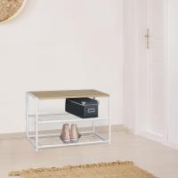 STARLEY-CONFORTIME Estanteria 3-4 niveles Metal Madera en Blanco Estanteria organizador Cocina Dormitorio Escritorio Zapatero 60 x 30 x 43 cm - details 2