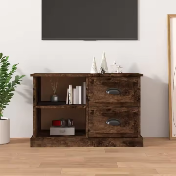 vidaXL Mueble de TV madera contrachapada roble ahumado 73x35,5x47,5 cm - 1
